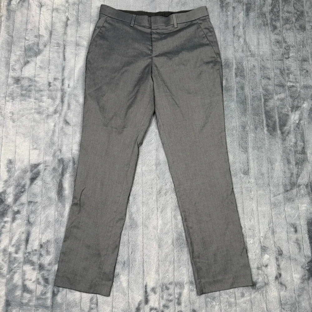 Express Slim Fit Dress Pants Mens 29x30 Charcoal Gray Stretch Wool Blend Trouser